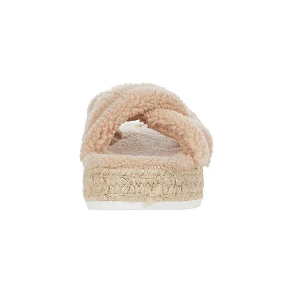GBG Los Angeles Daphne Sandal Women's US 6 Beige Faux Fur Espadrile JOBB1343